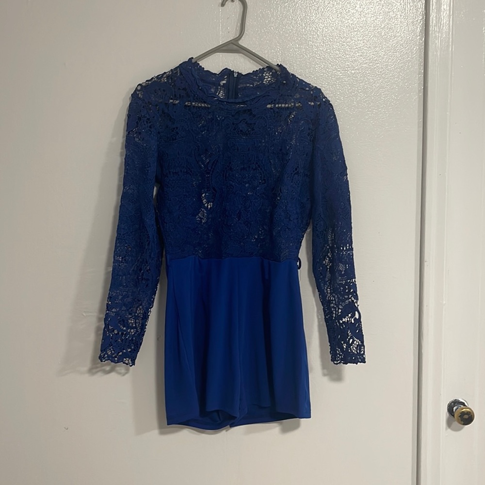 Blue lace romper